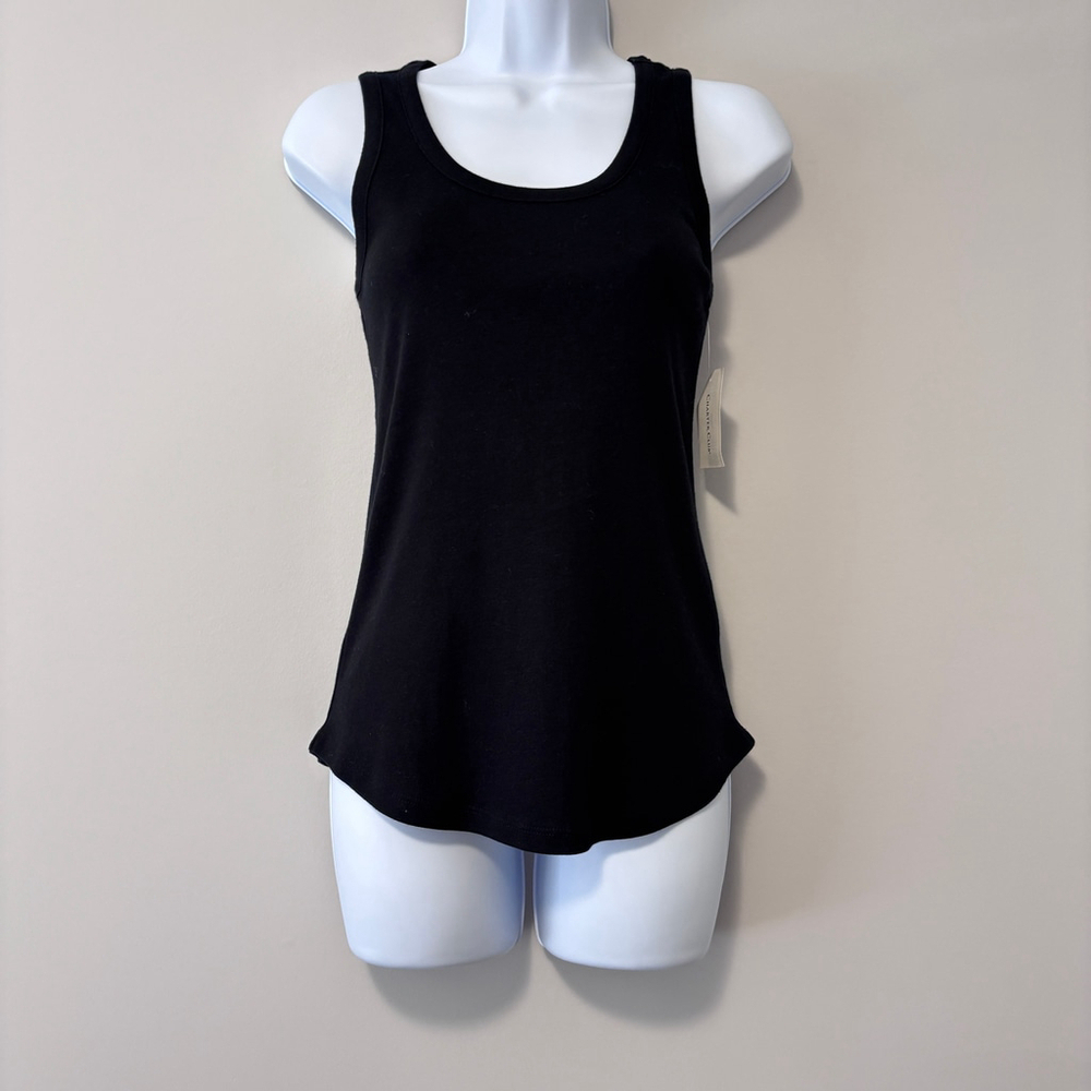 Charter Club Women's Extra Small Black 100% Cotton Scoop Neck Tank Top NWT - Picture 2 of 4